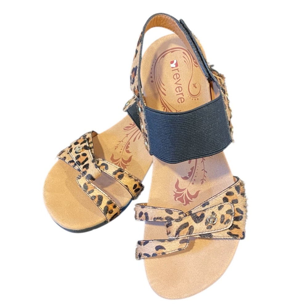 RevereTahiti wedge leopard sandals size 7.5